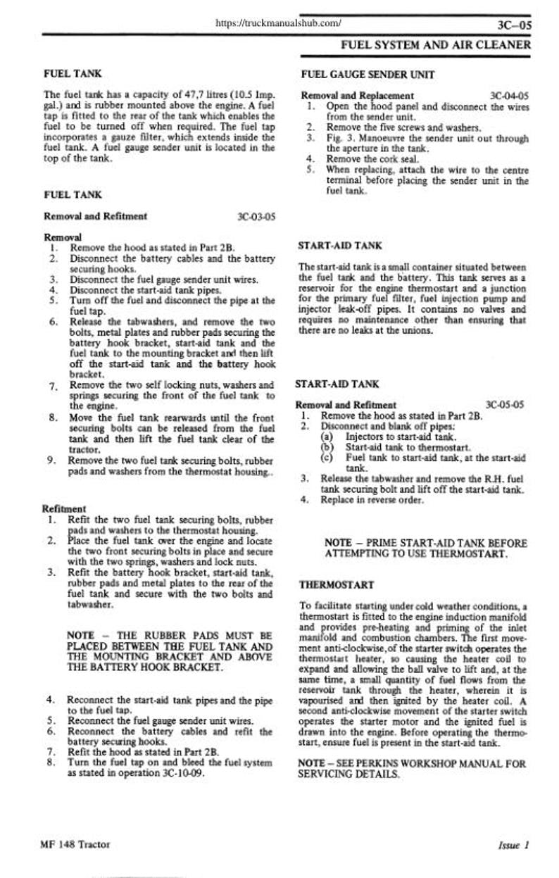 Massey Ferguson 148 Tractor Service Manual service manual preview page 9