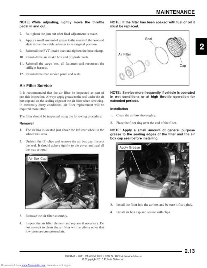 Polaris RZR 800 Service Manual service manual preview page 3