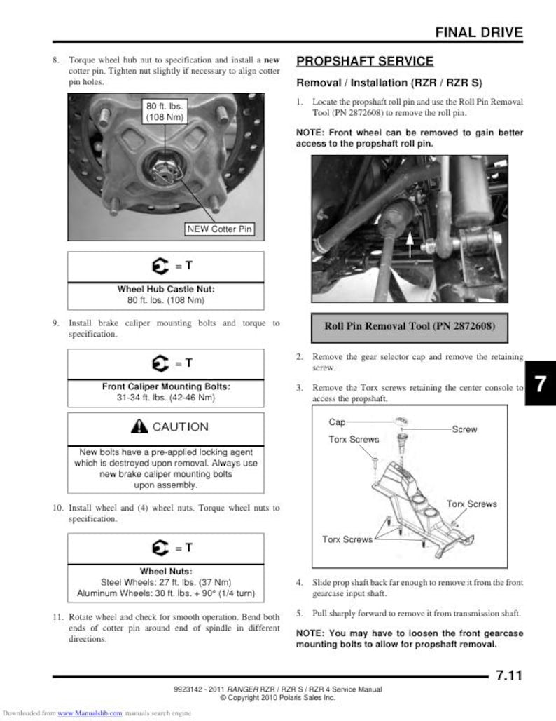Polaris RZR 800 Service Manual service manual preview page 9