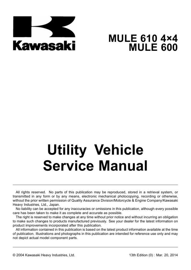 Kawasaki Mule 600 610 Service Manual service manual preview page 4