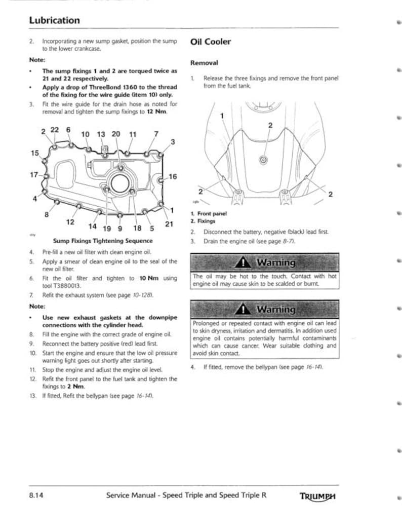 2011-2016 Triumph Speed Triple Service Manual service manual preview page 7