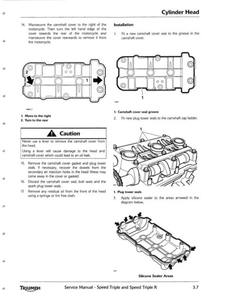 2011-2016 Triumph Speed Triple Service Manual service manual preview page 4