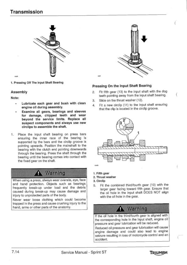 Triumph Sprint ST1050 Service Manual service manual preview page 6