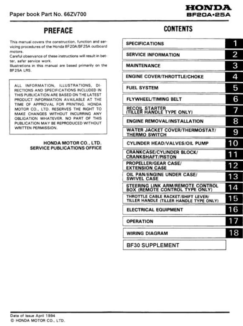 Honda BF25D BF30D Service Manual service manual preview page 2