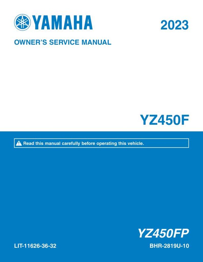 Yamaha YZ450FP Service Manual service manual preview page 2