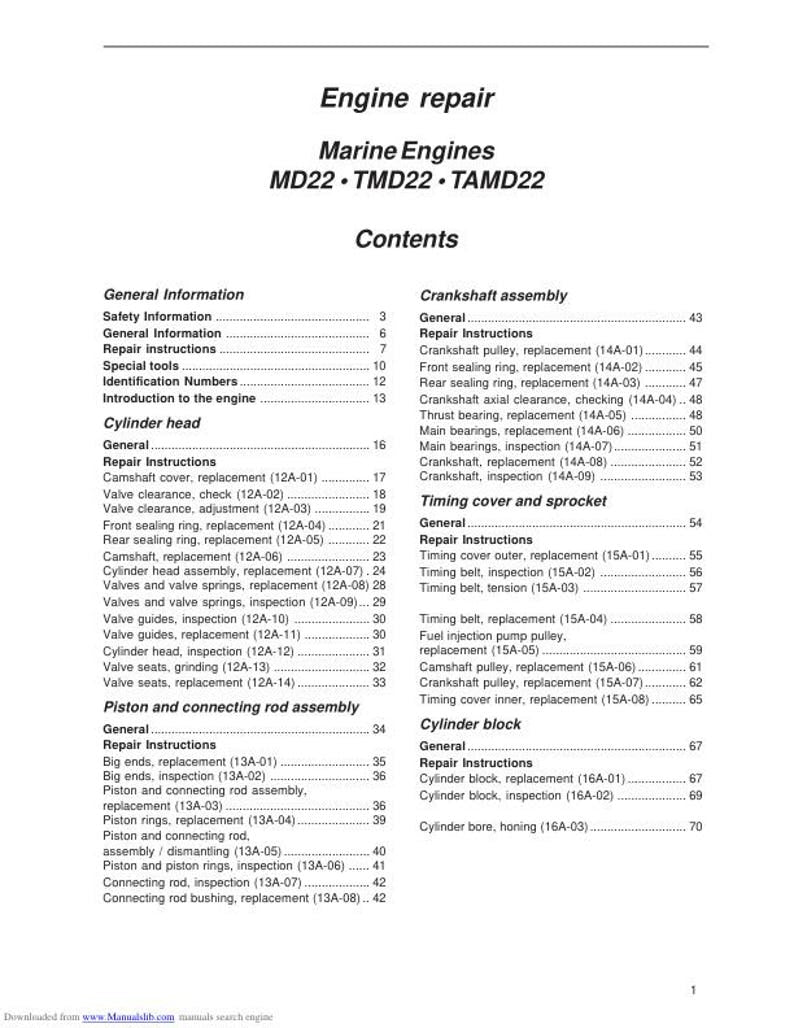 Volvo Penta MD22 TMF22 TAMD22 Service Manual service manual preview page 3