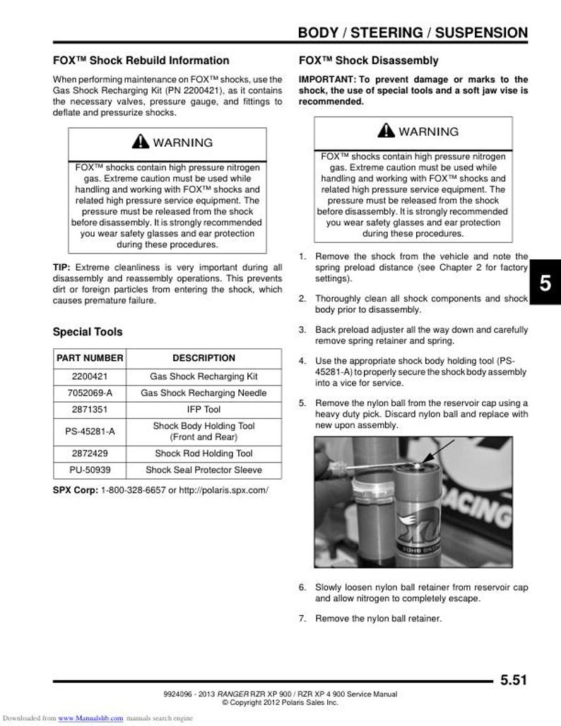 Polaris RZR 900 Service Manual service manual preview page 8