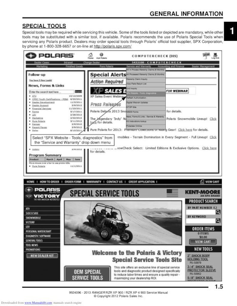Polaris RZR 900 Service Manual service manual preview page 3