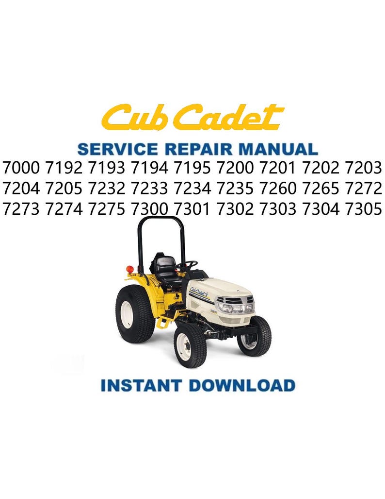 Cub Cadet 7000 Series Tractor Service Repair Manual PDF service repair manual cover