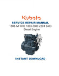 Kubota D1503-M D1703 D1803 D2003 D2203 D2403 Diesel Engine Service Manual PDF service repair manual cover