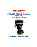 Mercury 70 75 80 90 100 115 Outboard Service Manual PDF service repair manual cover
