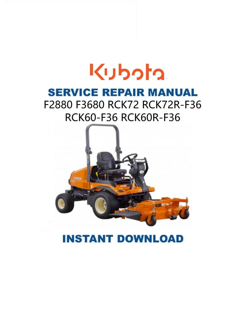 Kubota F 2880 3680 60 72 Mower Service Manual PDF service repair manual cover