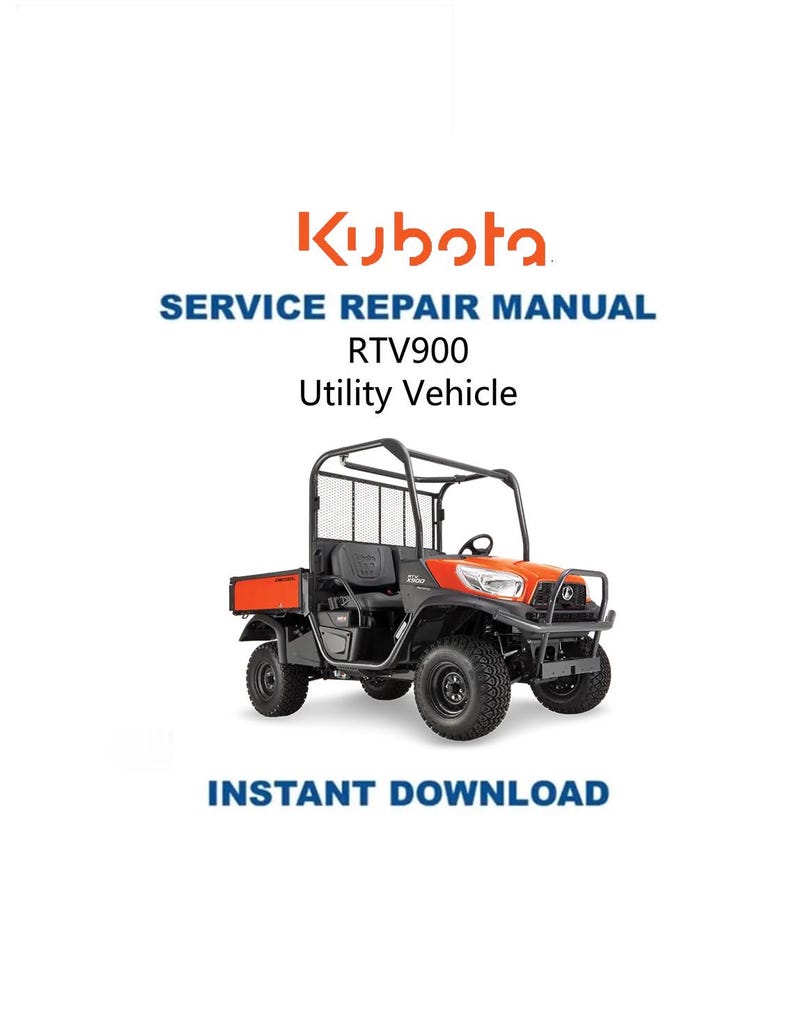 Kubota RTV 900 Utility Vehicle Service Manual PDF service repair manual cover