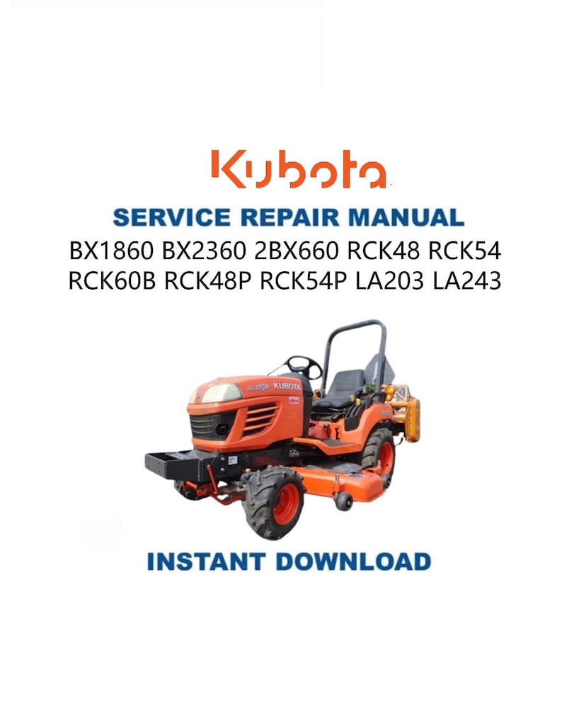 Kubota BX1860 BX2360 BX2660 Tractor Service Manual PDF service repair manual cover