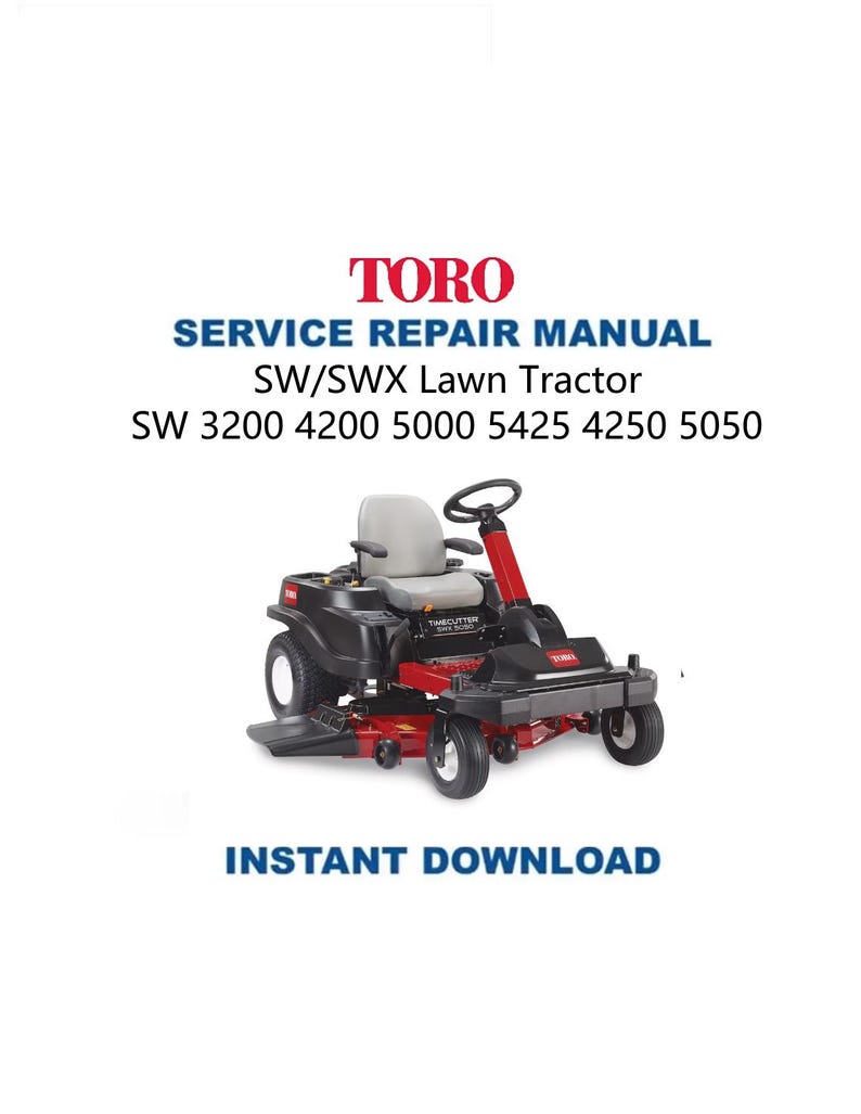 Toro SW SWX 3200 4200 5000 Tractor Service Manual PDF service repair manual cover