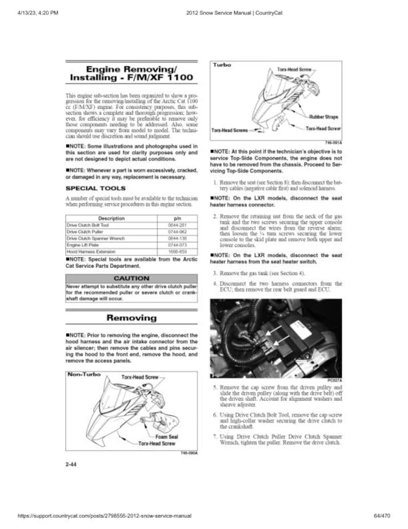 2012-2017 Arctic Cat Bearcat F5 F800 F1100 T570 TZ1 XF M Service Manual service manual preview page 4