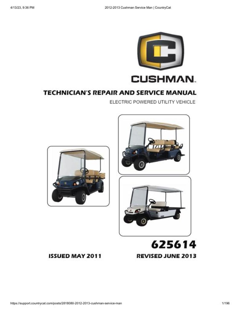 Cushman Electric Shuttle 2 4 6 Service Manual service manual preview page 2