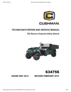 Cushman Hauler Pro 72V Service Manual PDF service repair manual cover