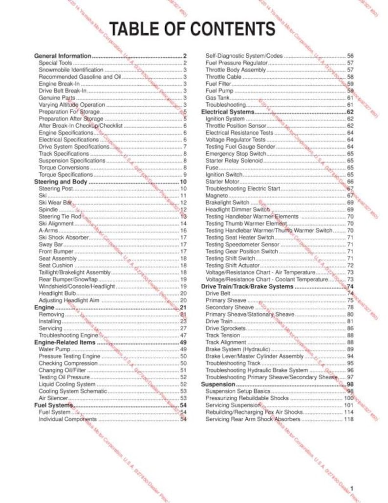 2014-2018 Yamaha SR Viper Service Manual service manual preview page 3
