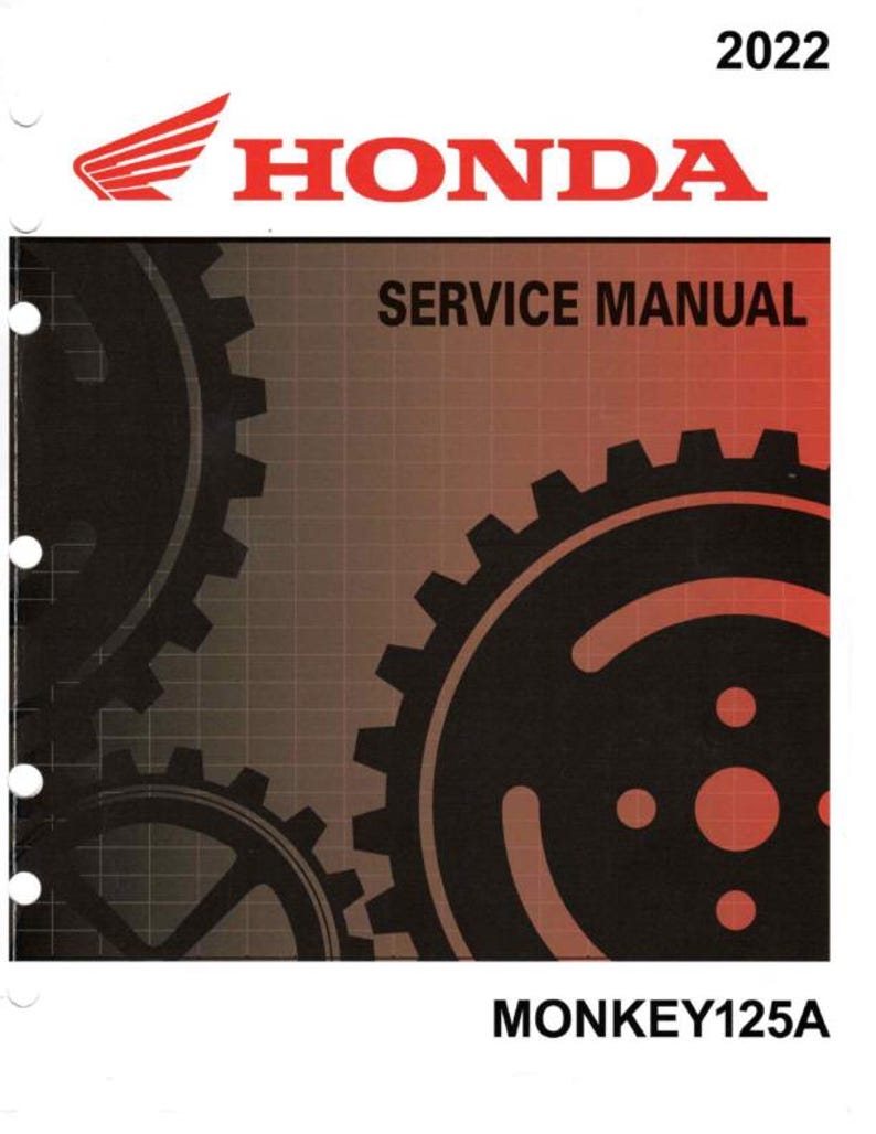 Honda Monkey 125A Service Manual service manual preview page 2