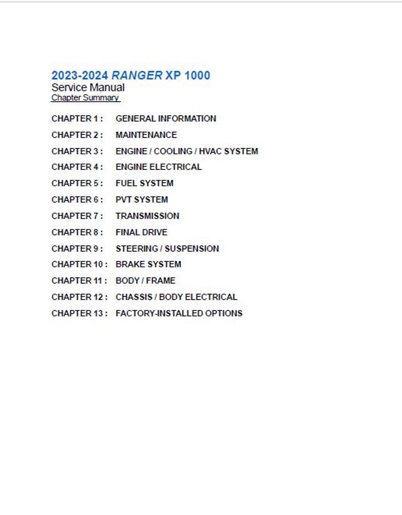 Polaris Ranger XP 1000 Service Manual service manual preview page 3