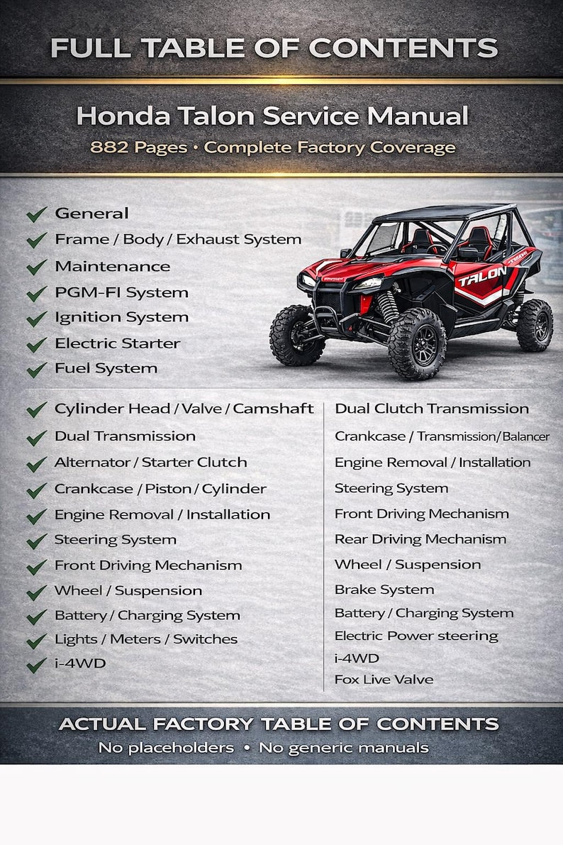 Honda Talon 1000 Service Manual service manual preview page 5