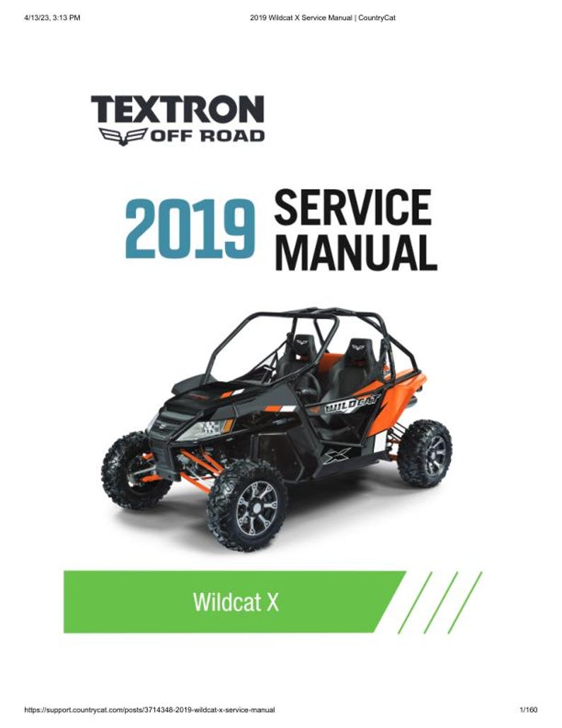 2019 Textron (Arctic Cat) Wildcat X 1000 Service Manual service manual preview page 2