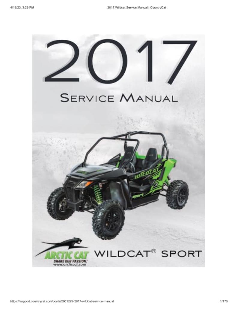 2017 Arctic Cat Wildcat Sport 700 Service Manual service manual preview page 2