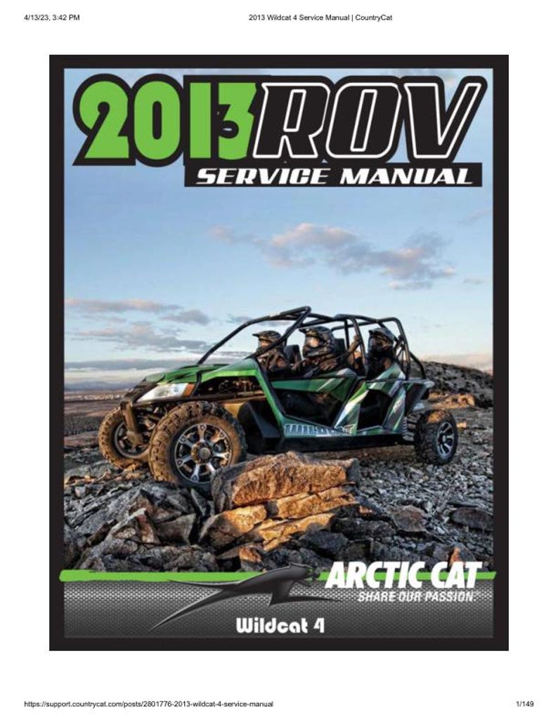 2013 Arctic Cat Wildcat 4 Service Manual service manual preview page 2