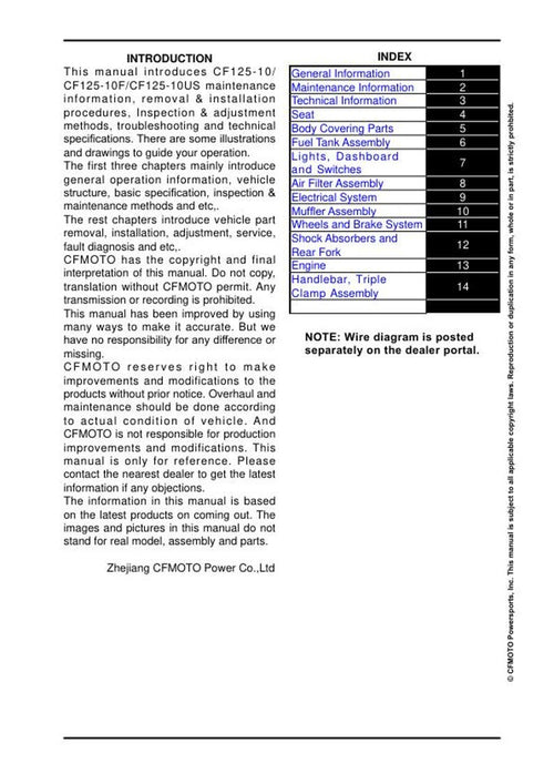 CFMOTO PAPIO CL 125 Service Repair Manual service manual preview page 2