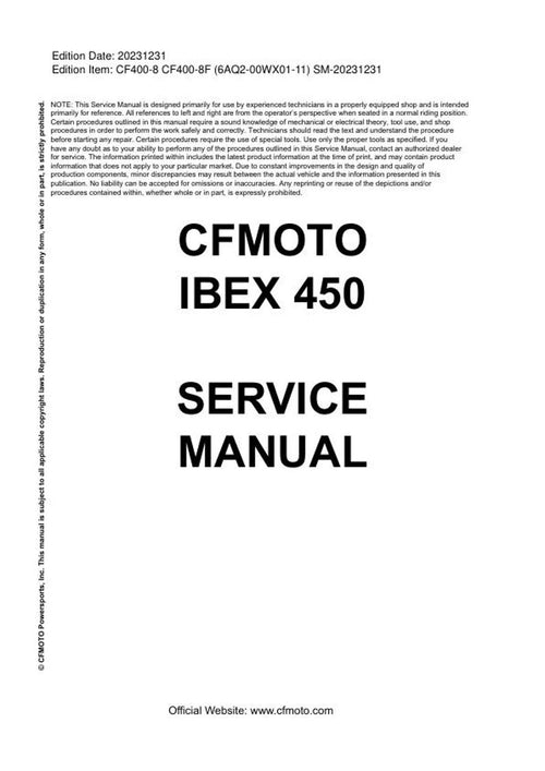 CFMOTO IBEX 450 Service Repair Manual service manual preview page 2