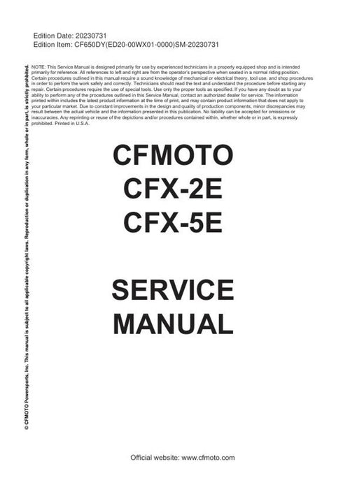 CFMOTO CFX 2E 5E Service Repair Manual service manual preview page 2