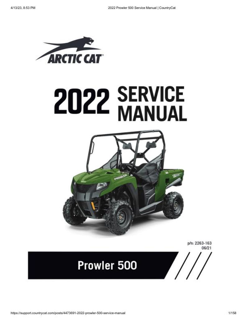 2022-2025 Arctic Cat Prowler 500 Service Manual service manual preview page 2