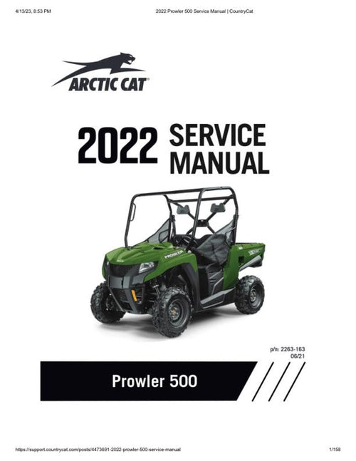 2022-2025 Arctic Cat Prowler 500 Service Manual service manual preview page 2