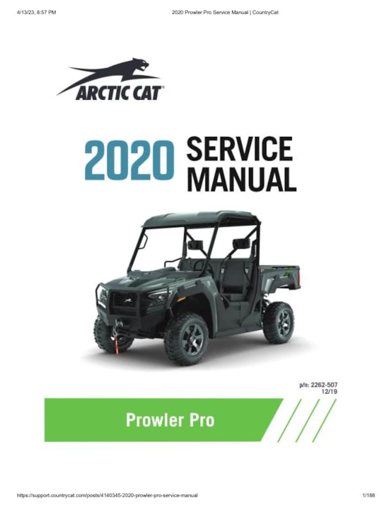2020 Arctic Cat Prowler Pro Service Manual service manual preview page 2