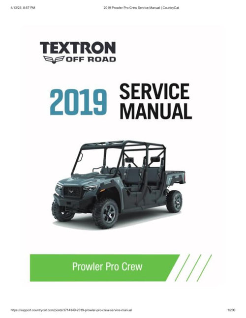 2019 Textron (Arctic Cat) Prowler Pro CREW Service Manual service manual preview page 2