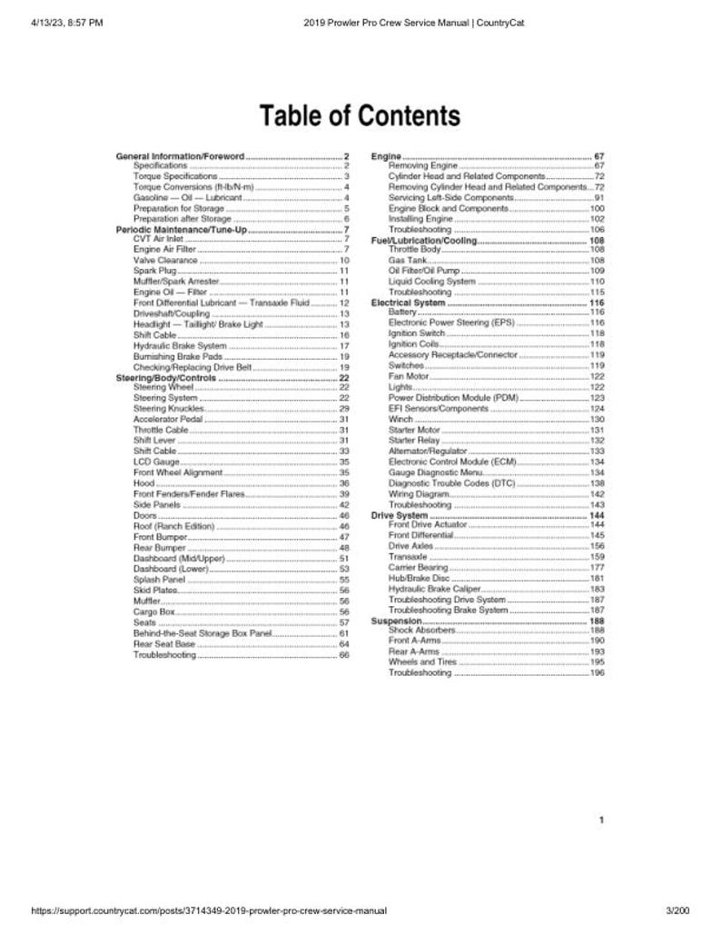2019 Textron (Arctic Cat) Prowler Pro CREW Service Manual service manual preview page 3