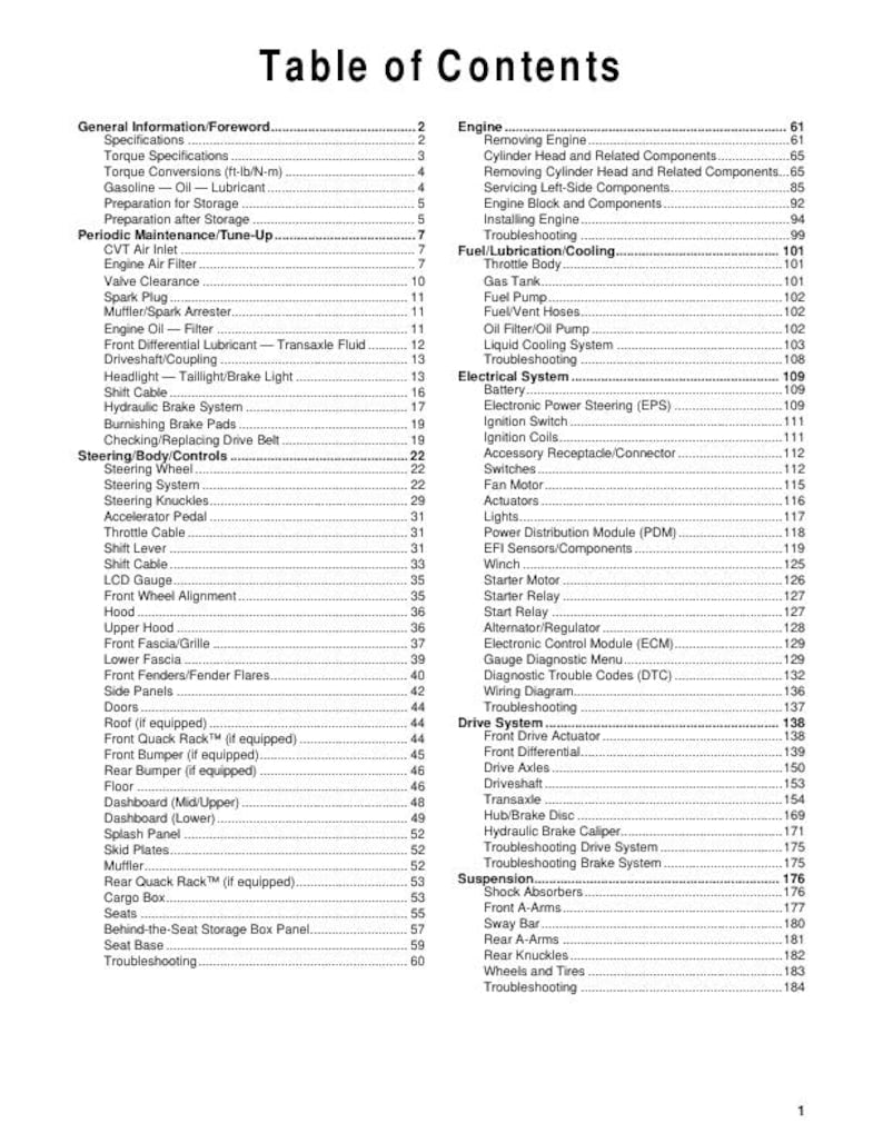 2023 Arctic Cat Prowler Pro 800 Service Manual service manual preview page 3