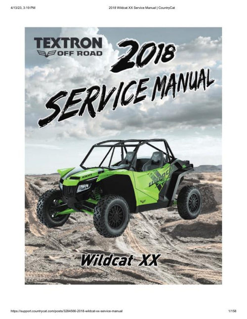 2018 Textron (Arctic Cat) Wildcat XX Service Manual service manual preview page 2