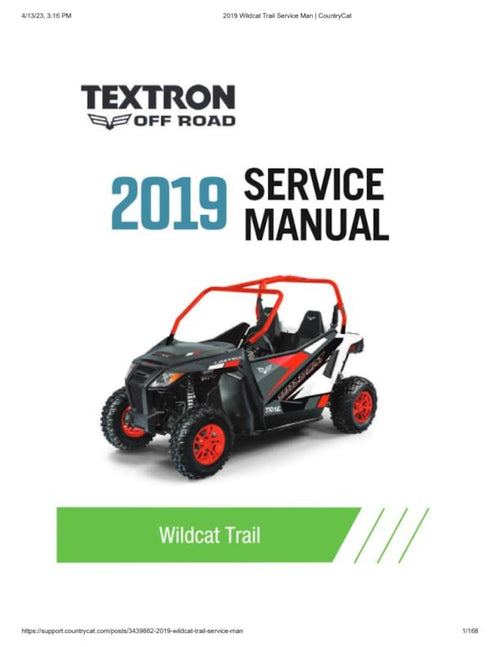 2019 Textron (Arctic Cat) Wildcat Trail Service Manual service manual preview page 2