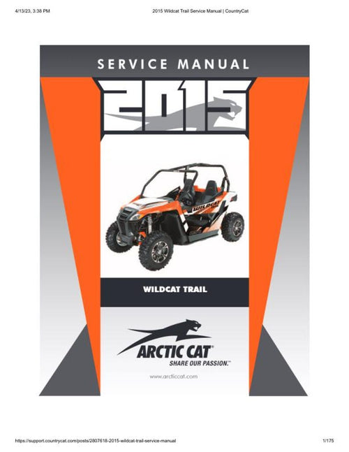 2015 Arctic Cat Wildcat Trail Service Manual service manual preview page 2