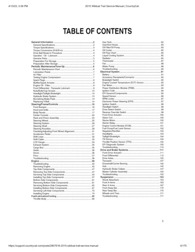 2015 Arctic Cat Wildcat Trail Service Manual service manual preview page 3