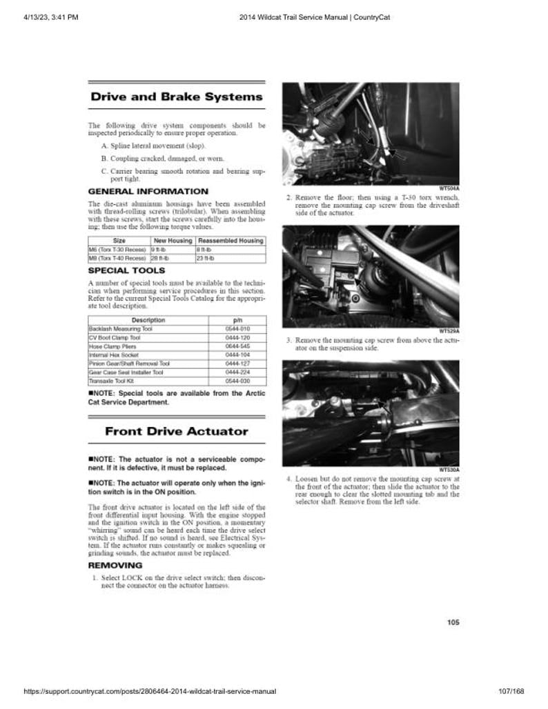 2014 Arctic Cat Wildcat Trail Service Manual service manual preview page 8