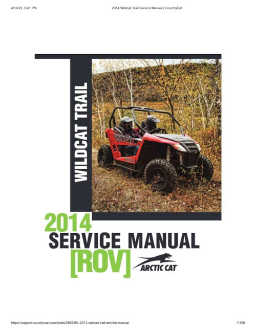2014 Arctic Cat Wildcat Trail Service Manual service manual preview page 2