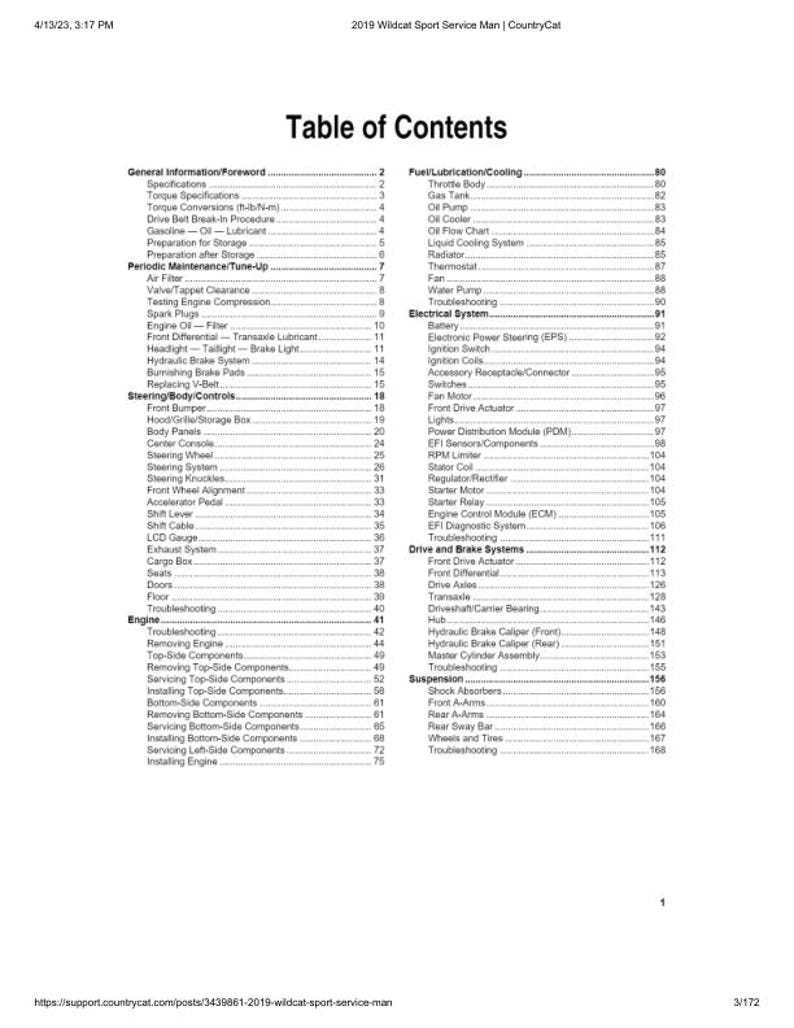 2019 Textron (Arctic Cat) Wildcat Sport 700 Service Manual service manual preview page 3