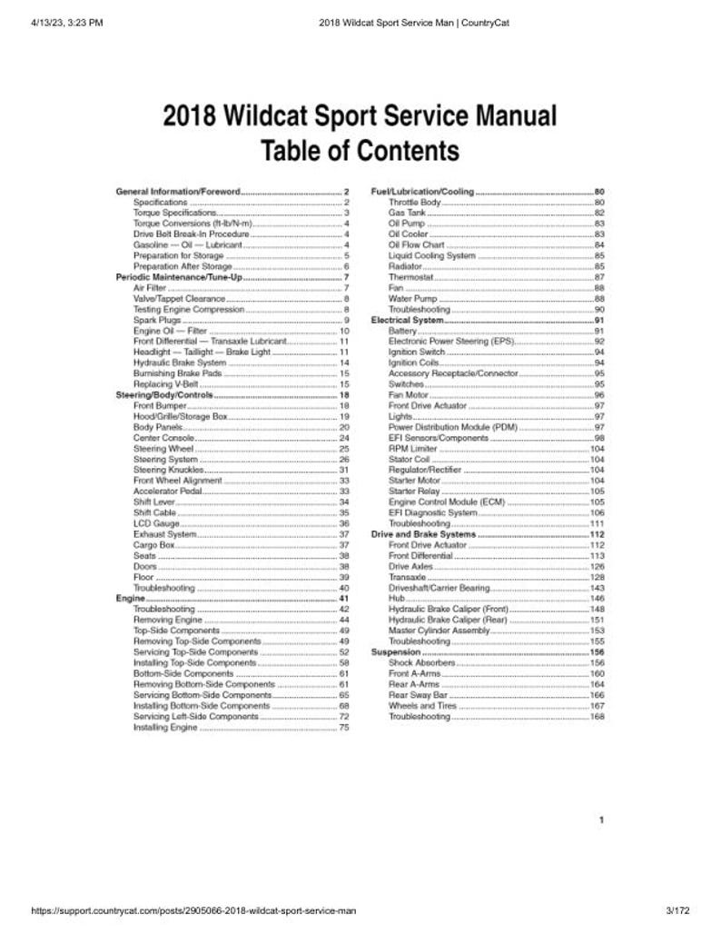 Textron Wildcat Sport 700 Service Manual service manual preview page 3