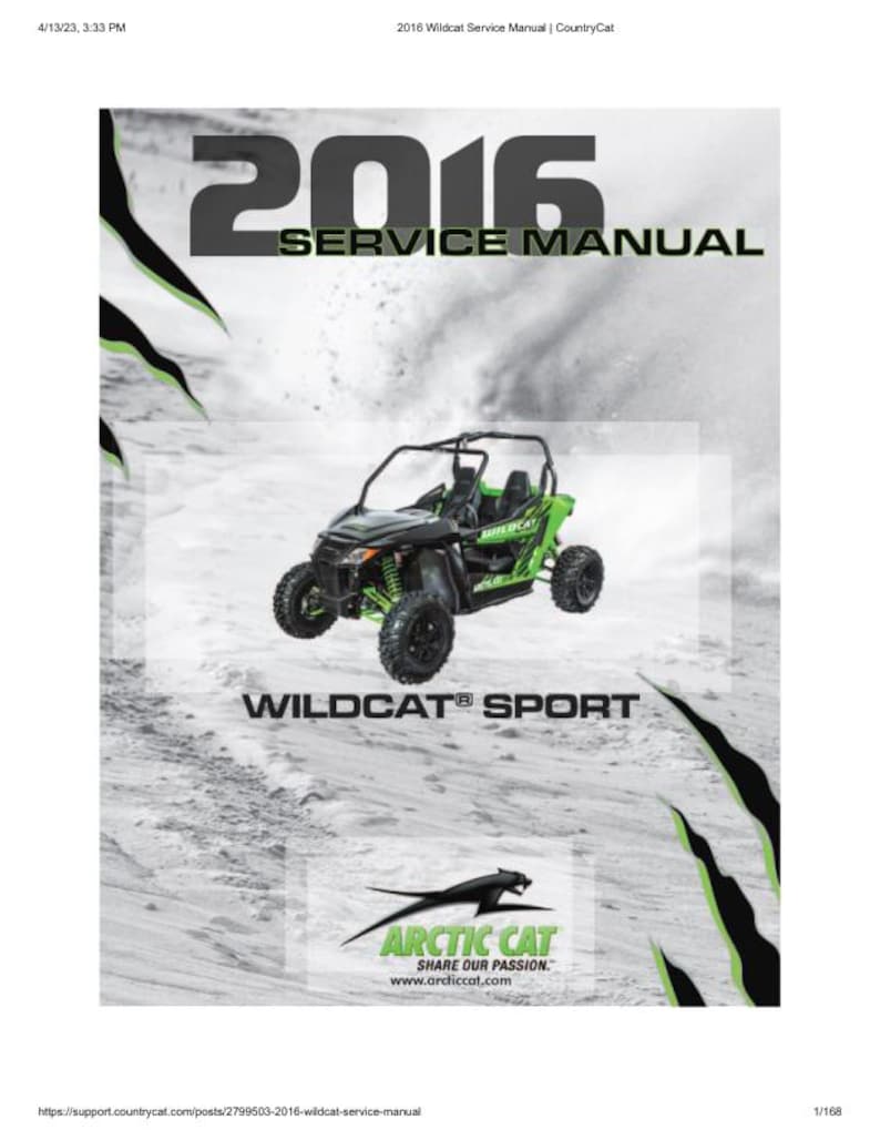 2016 Arctic Cat Wildcat Sport 700 Service Manual service manual preview page 2