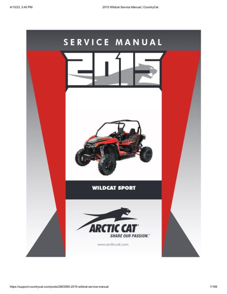 2015 Arctic Cat Wildcat Sport 700 Service Manual service manual preview page 2