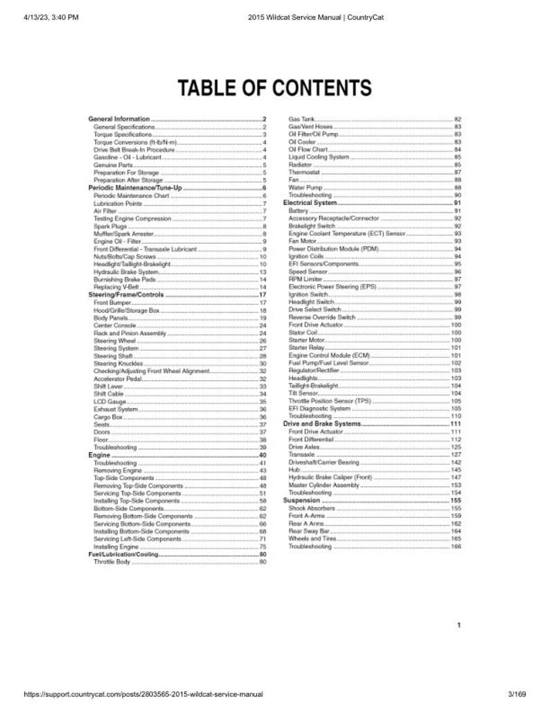 2015 Arctic Cat Wildcat Sport 700 Service Manual service manual preview page 3