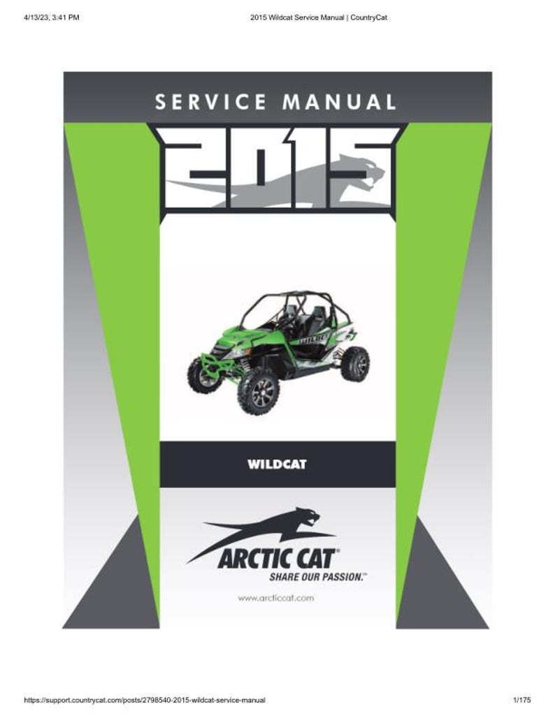 2015 Arctic Cat Wildcat Service Manual service manual preview page 2